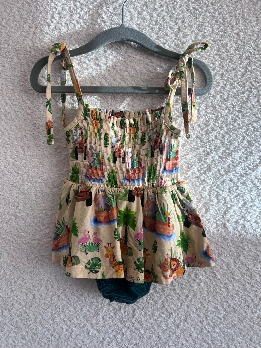 Birdie Bean Infant Safari Dress Bodysuit Bamboo Size 6-12 Months
